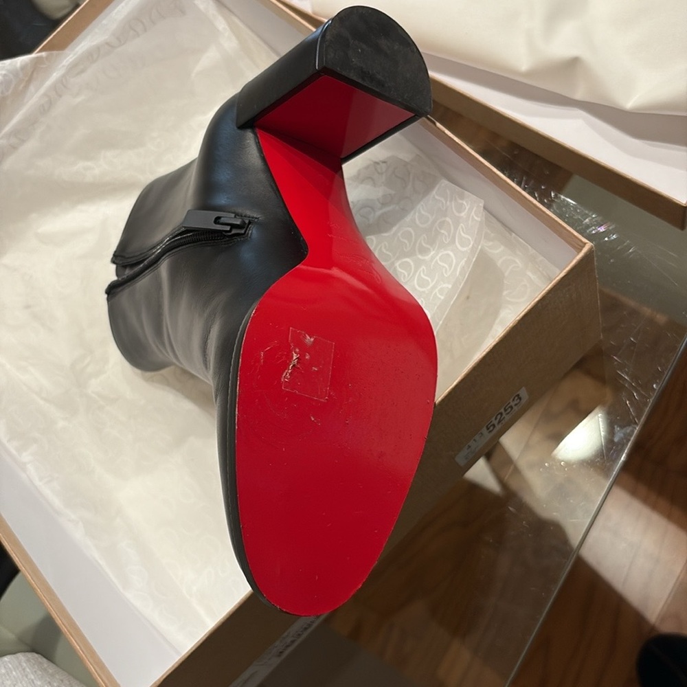 Christian Louboutin Black and Red Heeled Boots - Picture 3 of 4